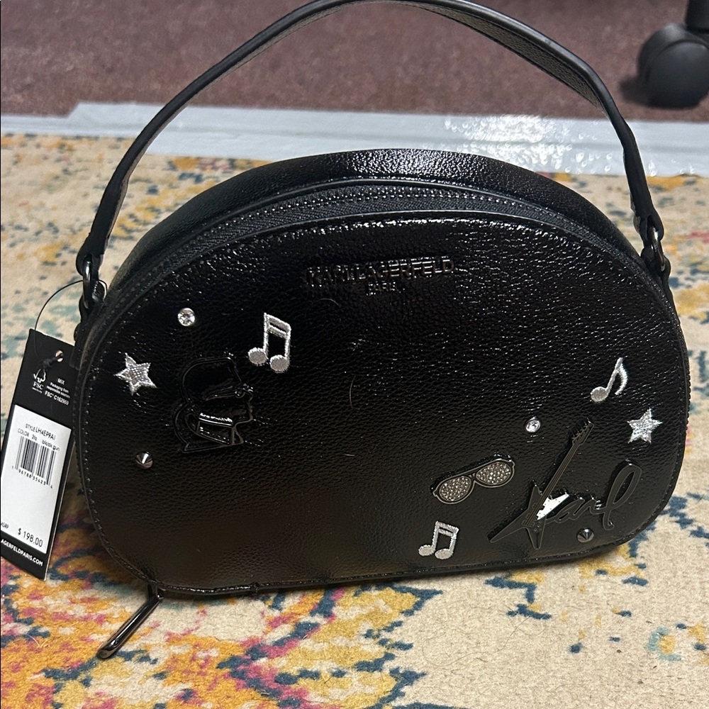 Karl Lagerfeld Black Embellished Dome‎ Top-Handle Mini Bag
